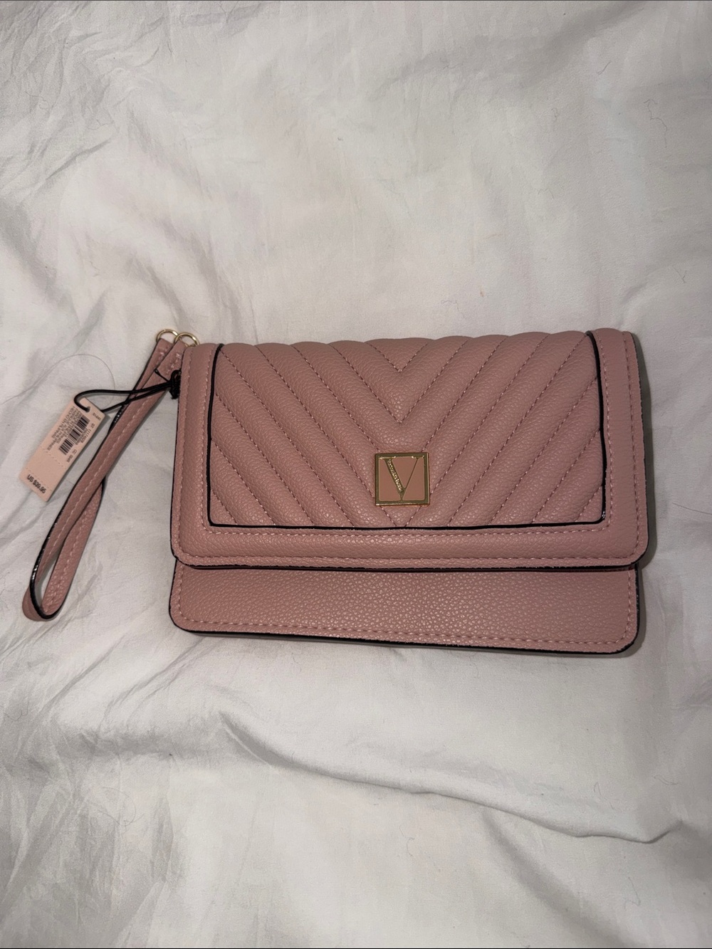 Victoria's Secret Blush Pink Quilted Wristlet Clutch